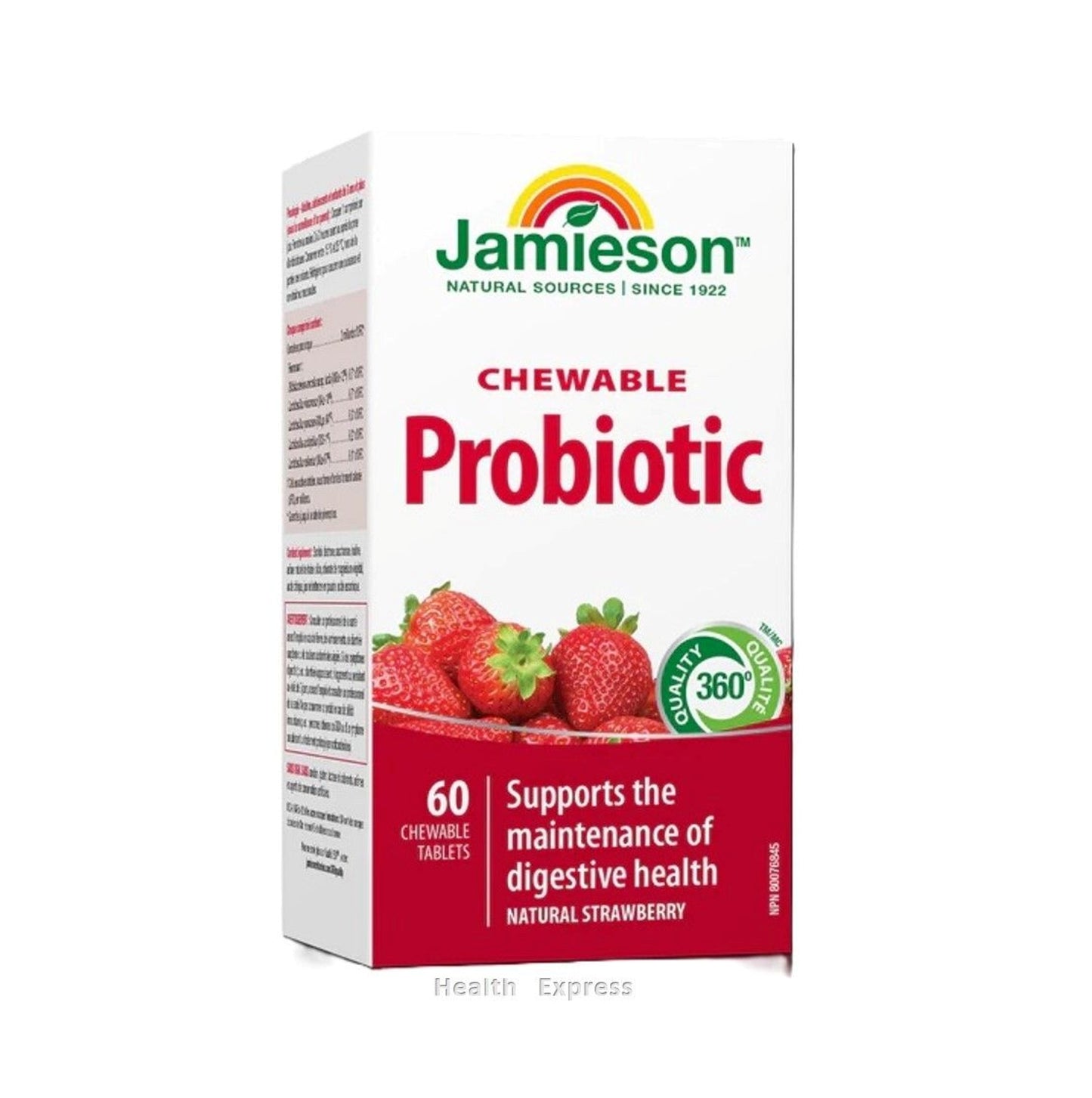 Jamieson 益生菌咀嚼片 20 億 CFU 60 粒裝 (士多啤梨乳酪味) [平行進口] [包裝隨機提供]