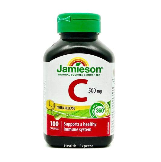 Jamieson 長效天然維他命C(500毫克)100 粒膠囊 (包裝隨機提供) [平行進口]