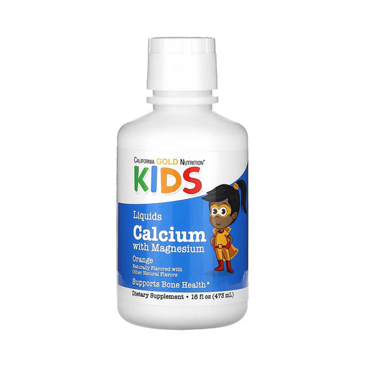 CALIFORNIA GOLD NUTRITION 兒童液體鈣鎂鋅+維他命 D 天然橙味 16 盎司 (473 毫升)