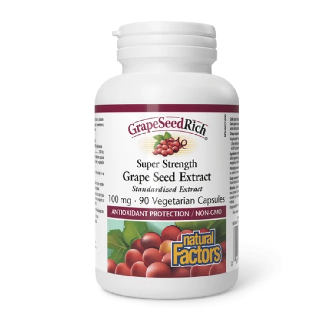 Natural Factors-GrapeSeedRich系列 美白高濃縮葡萄籽精華100毫克 90粒素食膠囊 [香港行貨]