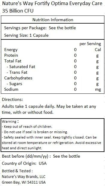 Nature's Way Fortify Optima 日常護理 350 億 CFU 30 粒緩釋膠囊 #15652 [原裝平行進口]