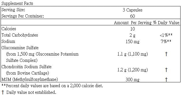 NOW Foods - 葡萄糖胺和軟骨素含 MSM -180粒素食膠囊 [香港行貨]
