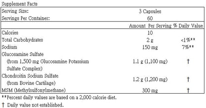 NOW Foods - 葡萄糖胺和軟骨素含 MSM -180粒素食膠囊 [香港行貨]