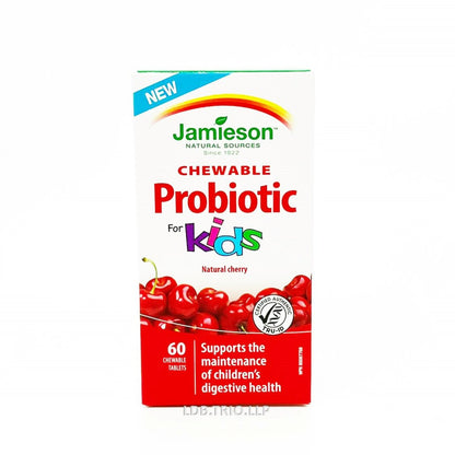 Jamieson 兒童天然益生菌 50 億 咀嚼片 (野櫻桃味) 60 粒 (包裝隨機提供)[平行進口]