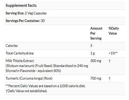 NOW Foods 水飛薊提取物 含薑黃 150 毫克 - 60 粒素食膠囊 [香港行貨]