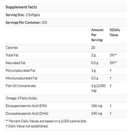 Now Foods 奧米加-3 1000 毫克 200 粒軟膠囊 [香港行貨]