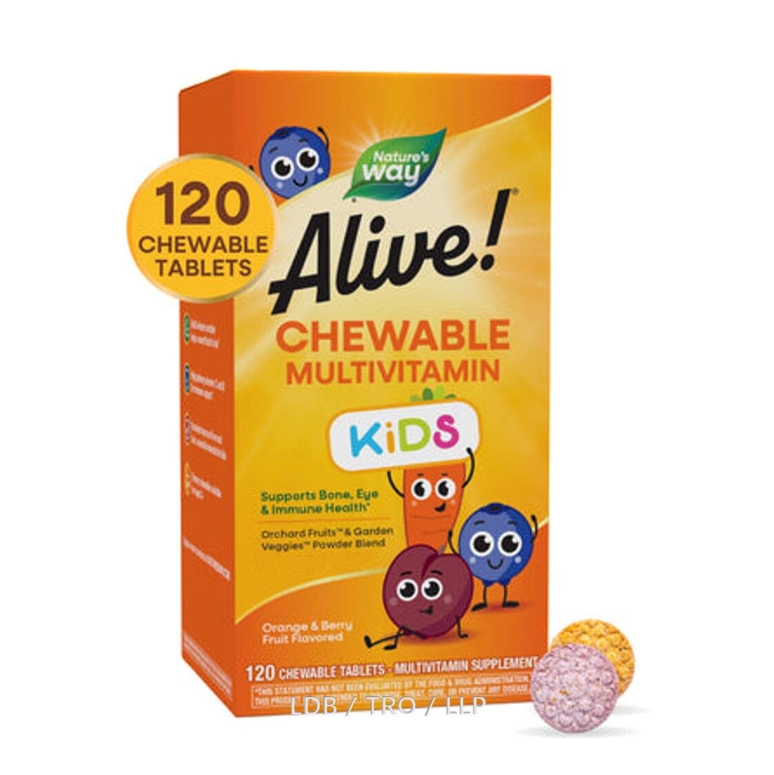 Alive! 兒童多種維他命咀嚼片 橙子漿果味 120 粒咀嚼片 #15786 [港澳版 平行進口]