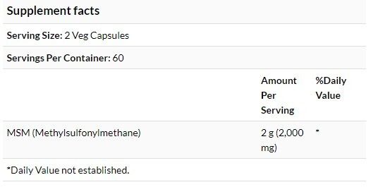 NOW Foods MSM 甲基磺醯甲烷 1,000mg 120 素食膠囊 關節 骨骼 肌肉健康 [香港行貨]