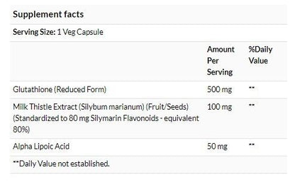 NOW Foods 谷胱甘肽 500 毫克 60 粒植物膠囊 抗氧化 排毒 含乳薊 [香港行貨]