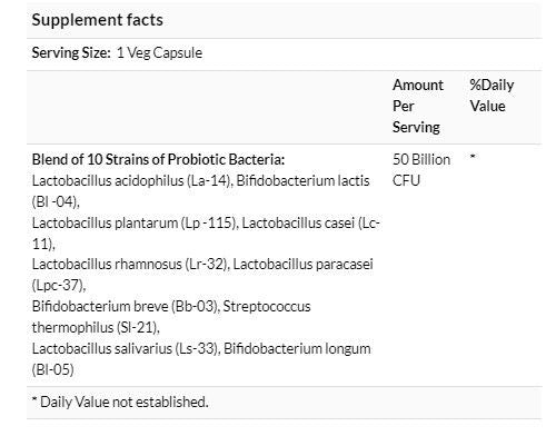 NOW Foods 特強活性益生菌500億50粒素食膠囊 腸道胃健康 消化 免疫力 雙歧桿菌 [香港行貨]