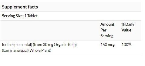 NOW Foods 海帶素天然碘配方150微克 200素食片 甲状健康 [香港行貨]