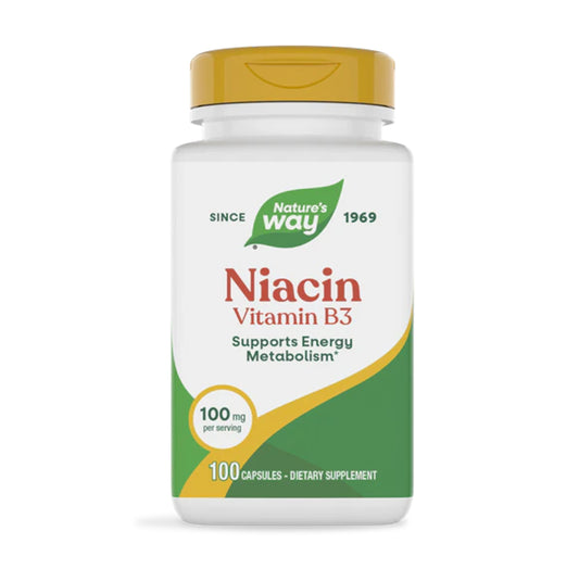 Nature's Way 煙酸 維生素 B3 100 粒（100 毫克每粒膠囊）#40470 (包裝隨機提供) [原裝平行進口]