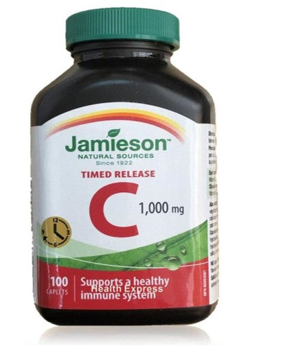 Jamieson 特強長效天然維他命 C (1000 毫克) 100 粒 (兩種包裝將隨機提供)[平行進口]