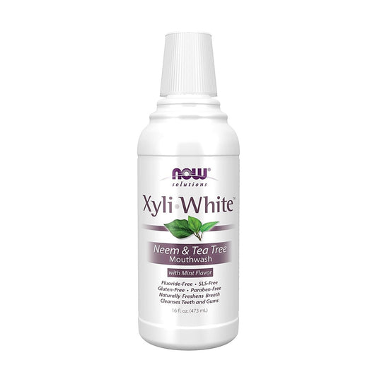 NOW Foods Xyli-White 漱口水 印度楝樹和茶樹 薄荷味 16 液盎司 473 毫升