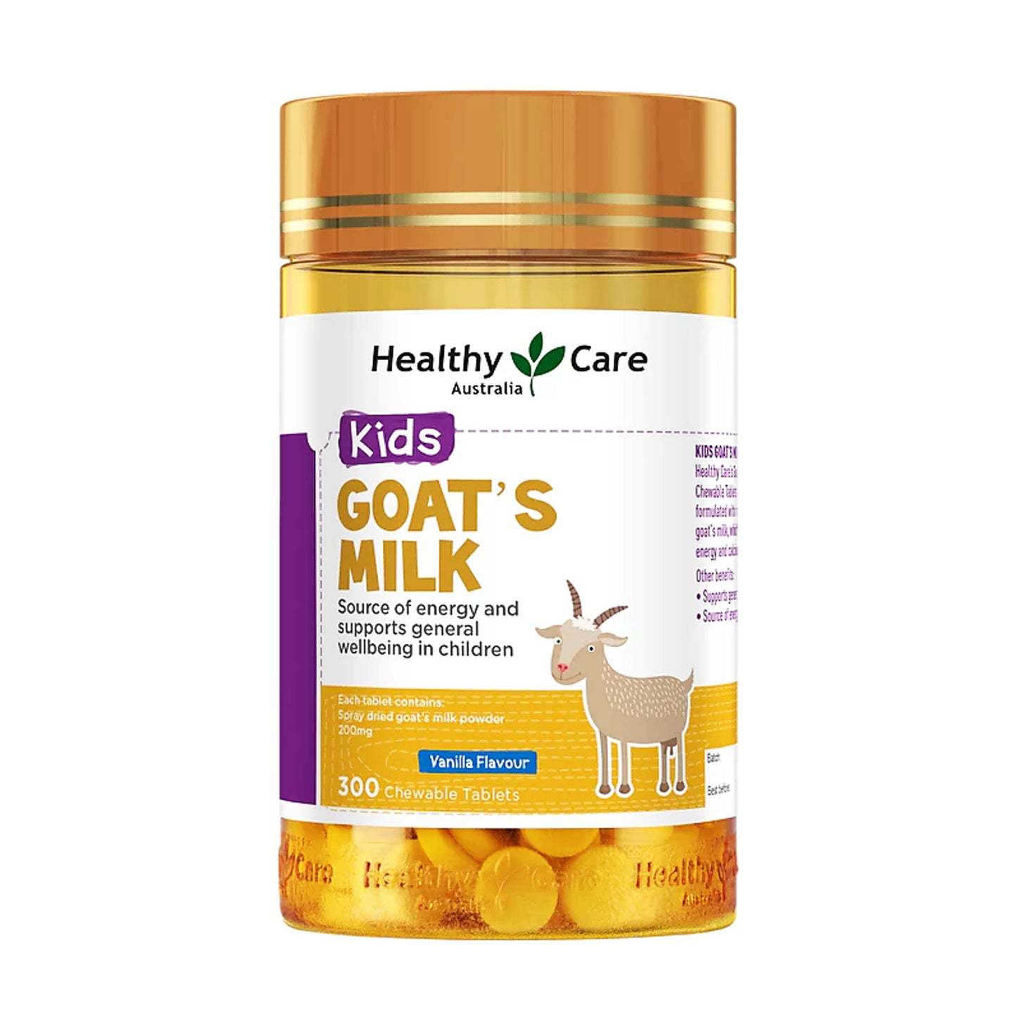 Healthy Care 兒童山羊奶咀嚼片 雲呢嗱味 300片 [平行進口]