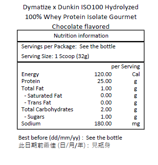 Dymatize x Dunkin ISO100 水解100%分離乳清蛋白粉 美味巧克力味 1.43 磅 ( 650 克)－產品圖片 2