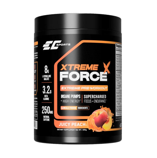 EC SPORTS - XTREME FORCE 鍛鍊能量、力量和專注力增強劑粉 增肌粉 (蜜桃味505g) (Earth's Creation) 美國製造