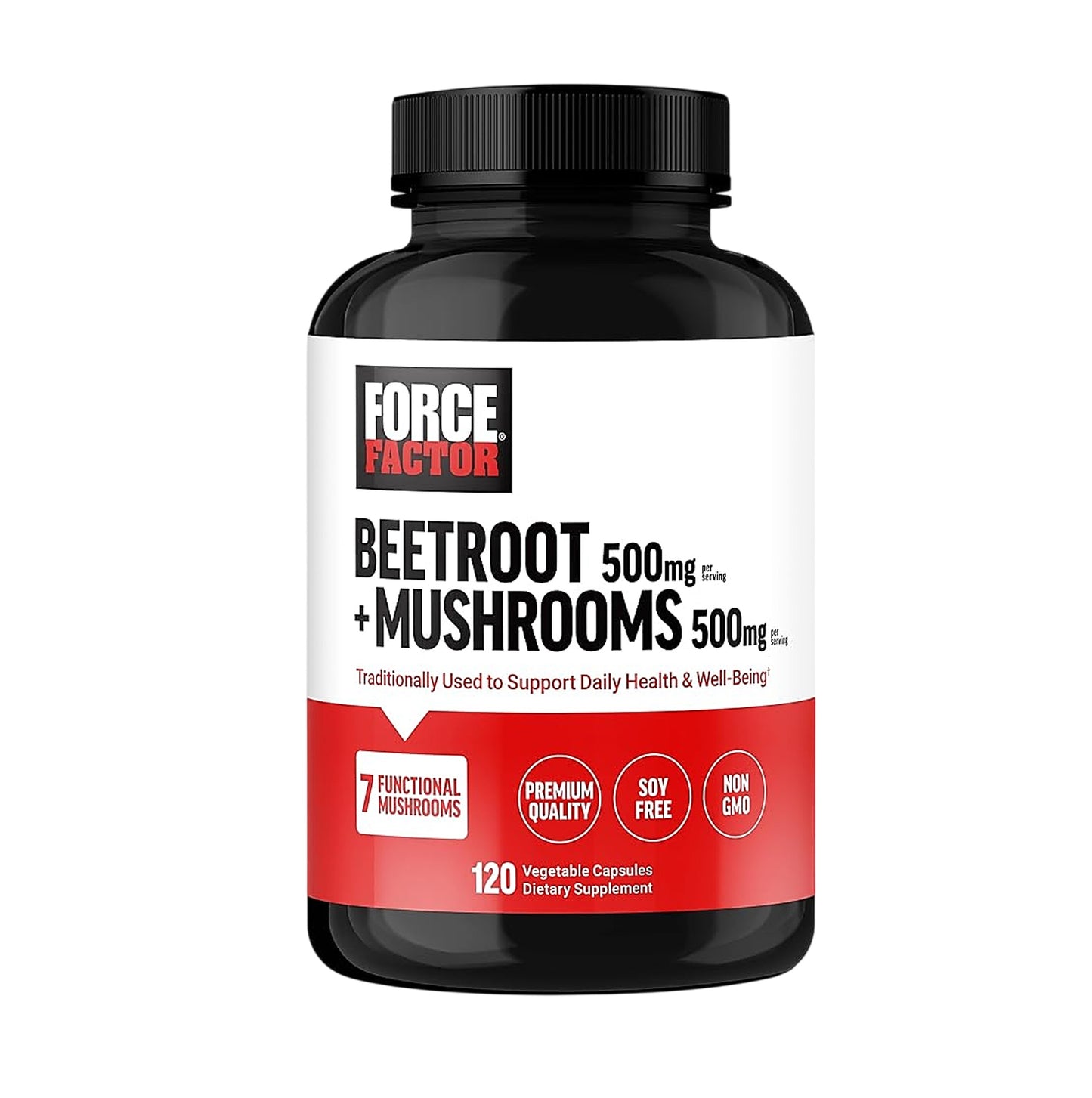 Force Factor Beetroot + Mushrooms 120 Vegetable Capsules