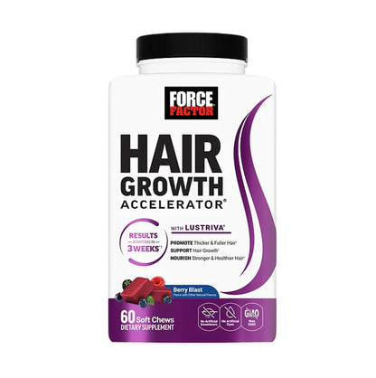 Force Factor Hair Growth Accelerator - 60 Soft Chews Berry Blast Flavor