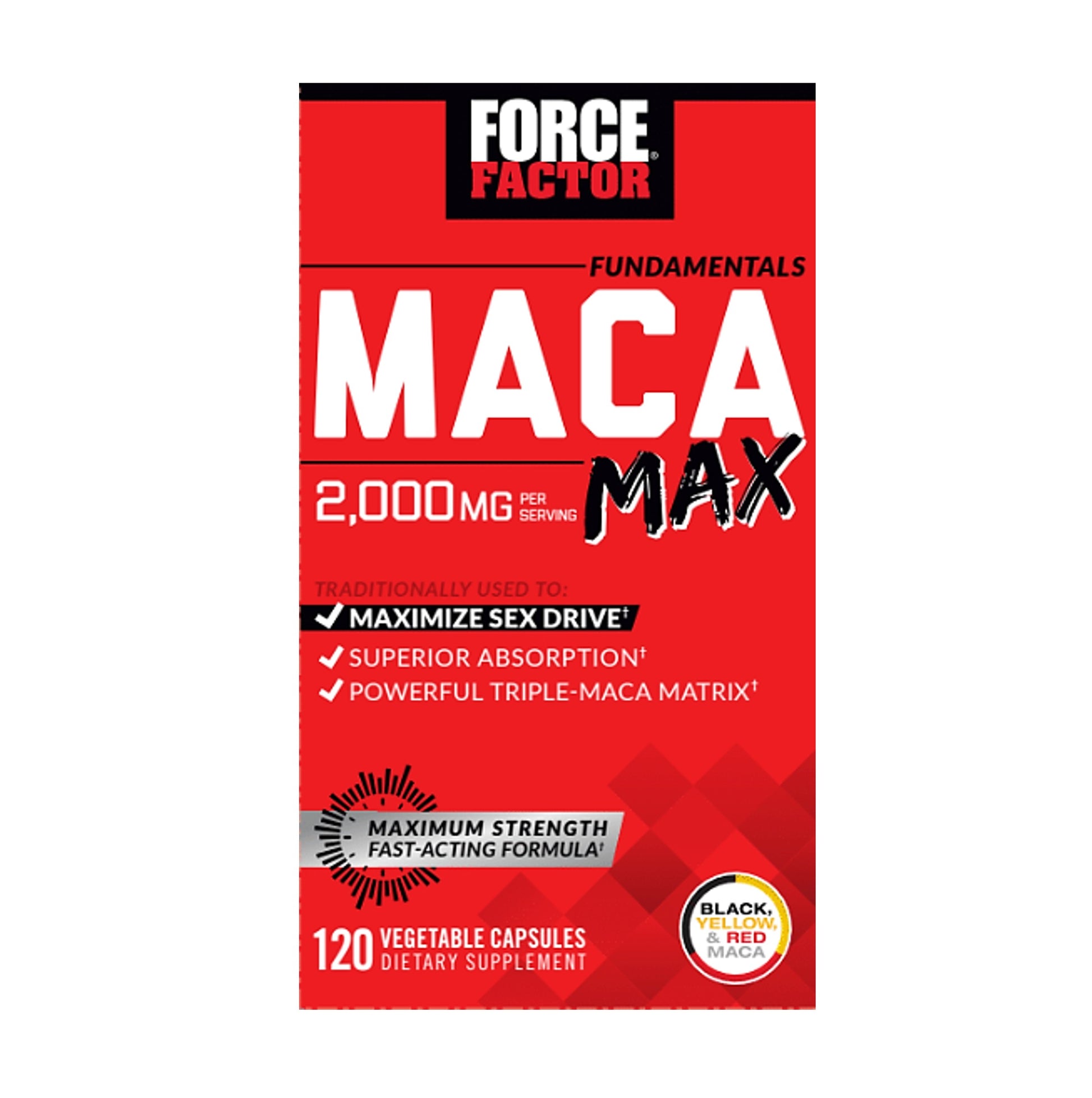 Force Factor Maca Max 2,000 mg 120 Vegetable Capsules