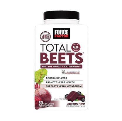Force Factor Total Beets Healthy Energy + Antioxidants 60 Soft Chews Açaí Berry Flavor