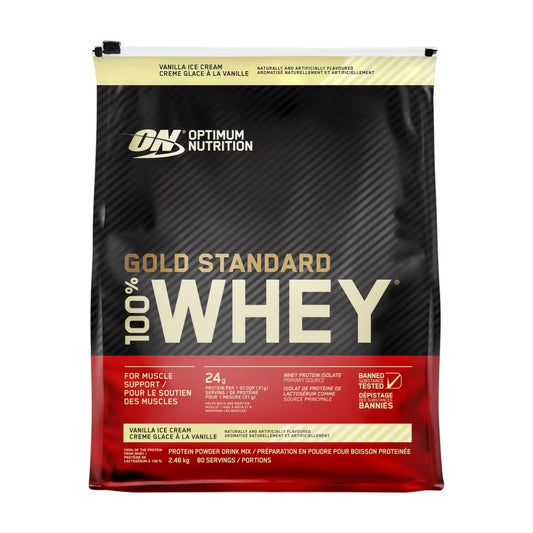OPTIMUM NUTRITION-Gold Standard 100% Whey 黃金標準乳清蛋白粉 雲呢拿雪糕味 2.48公斤（80份）[平行進口]