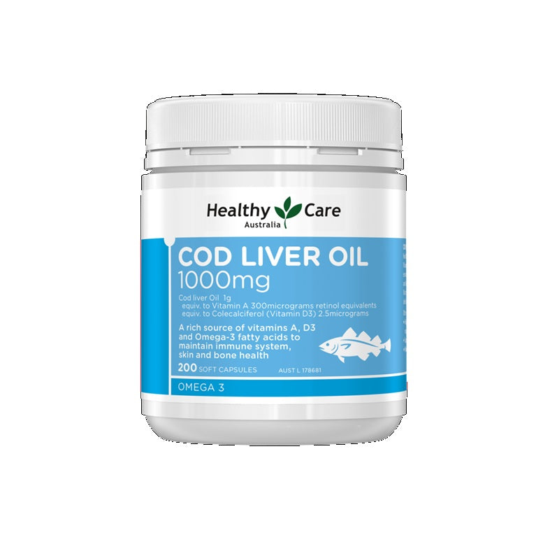 Healthy Care COD Liver Oil 1000mg 200 Soft Capsules