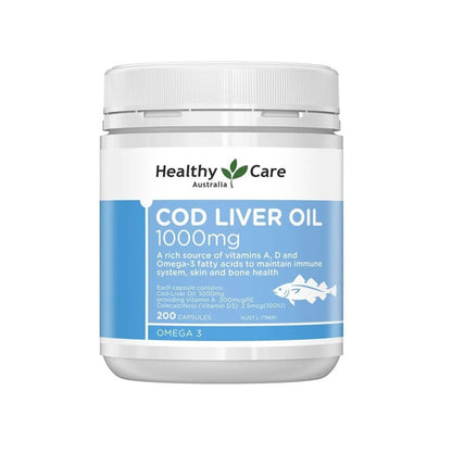 Healthy Care COD Liver Oil 1000mg 200 Soft Capsules