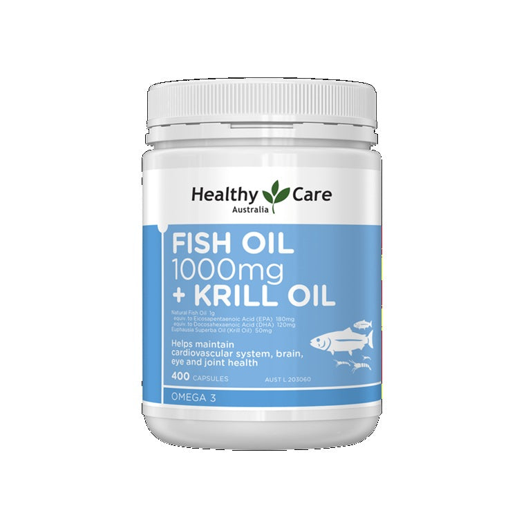 Healthy Care Fish Oil 1000mg + Krill Oil 400 Capsules 
