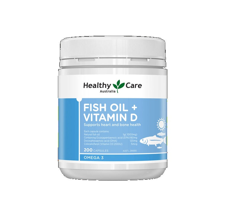 Healthy Care Fish Oil + Vitamin D 200 Soft Capsules