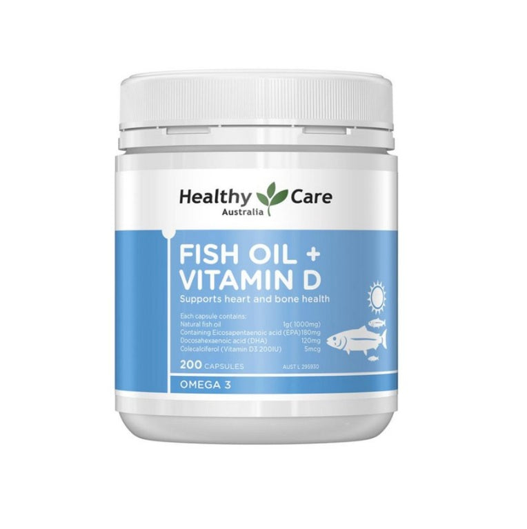 Healthy Care Fish Oil + Vitamin D 200 Soft Capsules