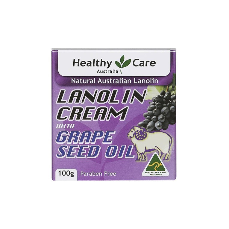 Healthy Care Natural Australian Lanolin Cream with Grape Seed Oil 100g