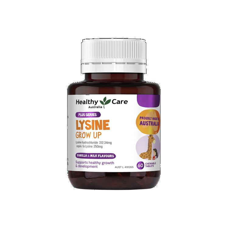 Plus Series Lysine Grow Up 60 Healthy Care Chewable Tablets Vanilla & Milk Flavours
