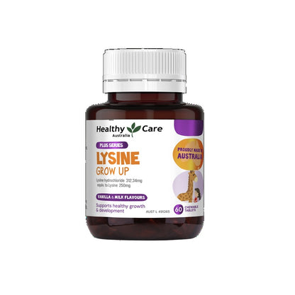 Plus Series Lysine Grow Up 60 Healthy Care Chewable Tablets Vanilla & Milk Flavours
