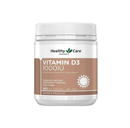 Healthy Care Vitamin D3 1000IU 500 Soft Capsules