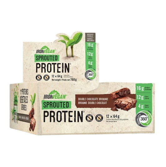 IRONVEGAN 無麩質有機催芽蛋白能量棒- 雙重布朗尼味 12 x 64克
