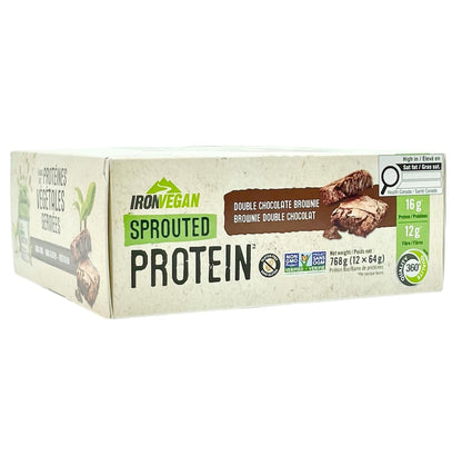 IRONVEGAN 無麩質有機催芽蛋白能量棒- 雙重布朗尼味 12 x 64克