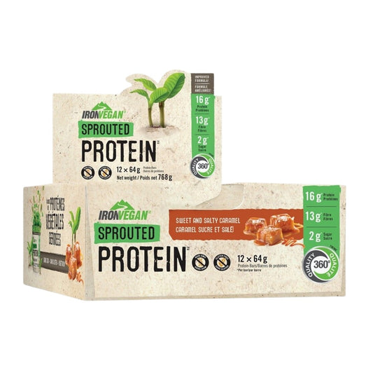 IRONVEGAN 無麩質 有機催芽蛋白能量棒- 海鹽焦糖味 12 x 64克