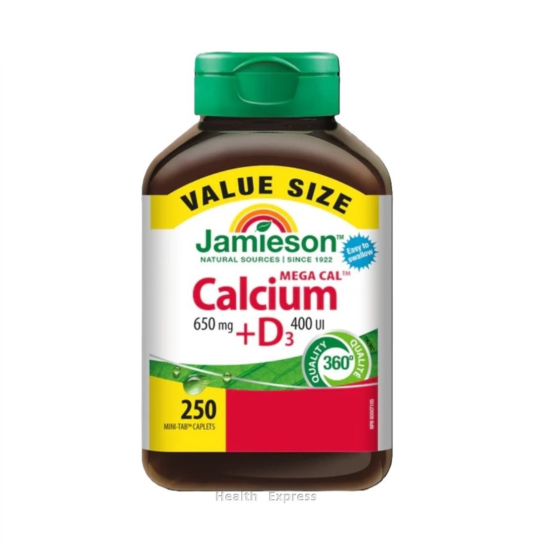 Jamieson - 高濃鈣 650毫克 + 維他命D3 400 UI 250粒 超值增量裝 