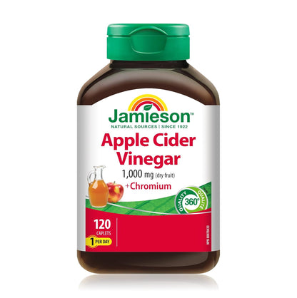 Jamieson 燒脂排毒天然蘋果醋 + 鉻 (生酮飲食配方) 120 粒 (包裝隨機提供)