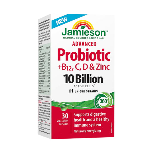 Jamieson Advanced Probiotic + Vitamins B12, C, D, & Zinc 30 Vegetarian Capsules [Parallel Goods]