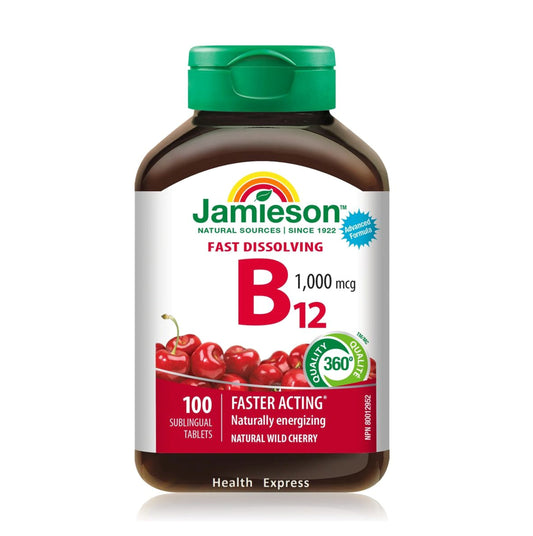Jamieson 維他命 B12 (1000 微克) 速溶配方 100 粒 (包裝隨機提供)