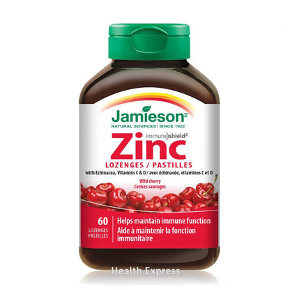 Jamieson 健體鋅+紫錐菊+維他命C/D潤喉糖(野櫻桃味)60 粒