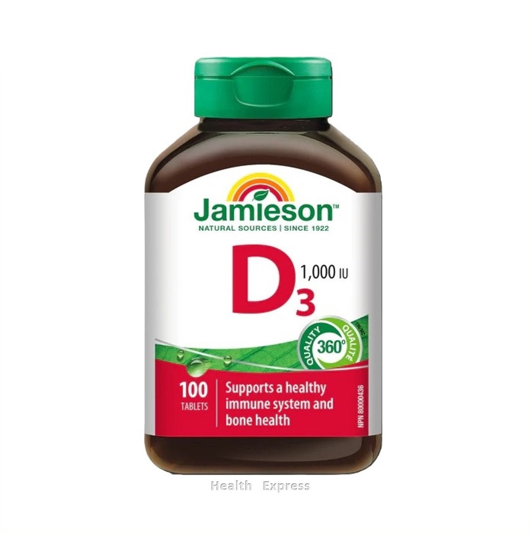 Jamieson 維他命 D (1000 IU) 100 粒 (包裝隨機提供)