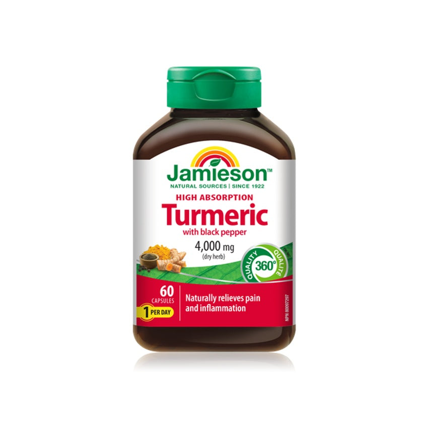 Jamieson High Absorption Curcumin Turmeric with Black Pepper 4000mg 60 Capsules