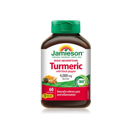 Jamieson High Absorption Curcumin Turmeric with Black Pepper 4000mg 60 Capsules