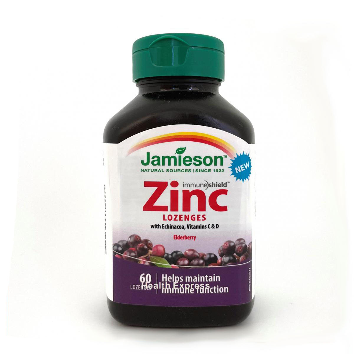 Jamieson 健體鋅+紫錐菊+維他命C/D潤喉糖(接骨木莓味) 60 粒