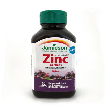 Jamieson 健體鋅+紫錐菊+維他命C/D潤喉糖(接骨木莓味) 60 粒
