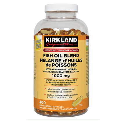 Kirkland Signature 100% 野生魚油 (1000 毫克) 及阿拉斯加三文魚魚油 400 粒軟膠囊