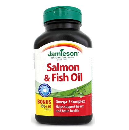 Jamieson 奧米加‐3 三文魚魚油 (1000 毫克) 200 粒 (包裝隨機提供)